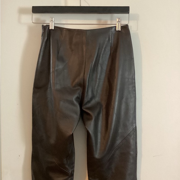 Neto 100% Lambskin Leather High Waisted Pants Colour Brown Size 6 - Picture 7 of 10